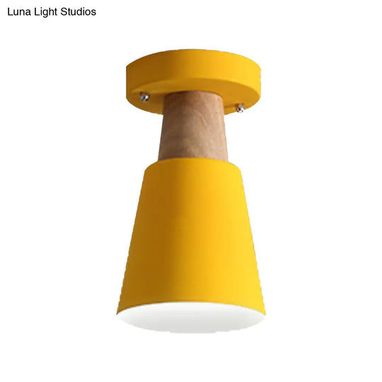 Sleek Macaron Conic Semi Flushmount Light - Grey/Pink/Yellow/Green