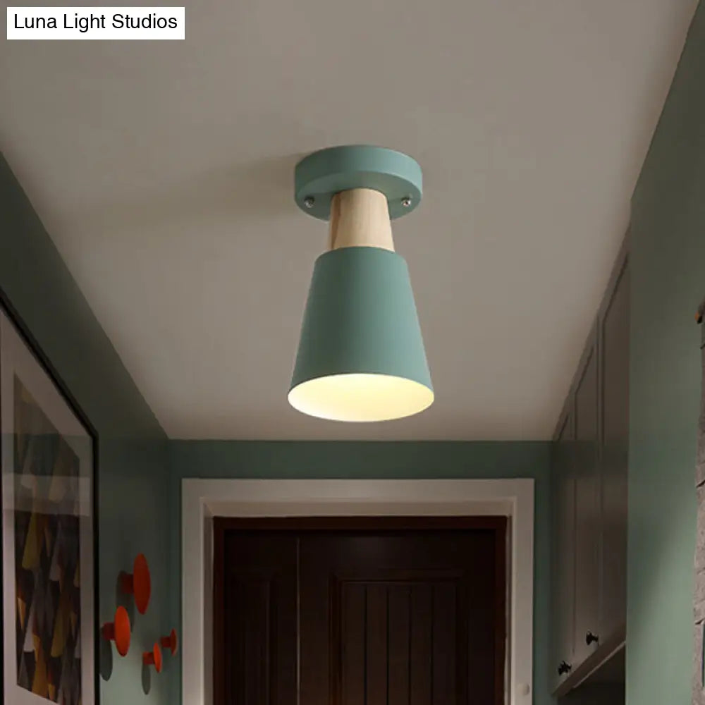 Sleek Macaron Conic Semi Flushmount Light - Grey/Pink/Yellow/Green