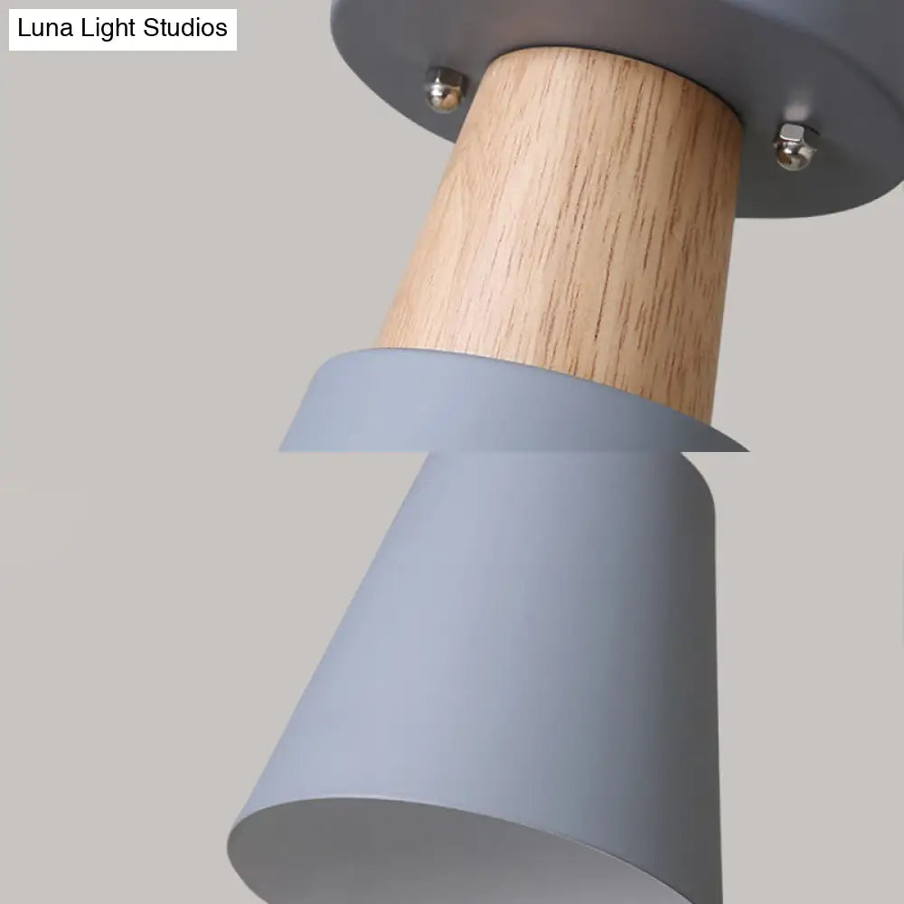 Sleek Macaron Conic Semi Flushmount Light - Grey/Pink/Yellow/Green