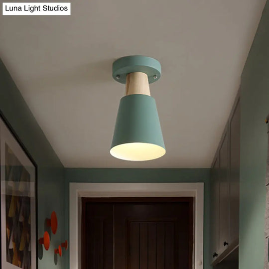 Sleek Macaron Conic Semi Flushmount Light - Grey/Pink/Yellow/Green