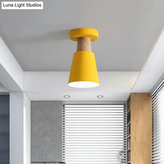 Sleek Macaron Conic Semi Flushmount Light - Grey/Pink/Yellow/Green