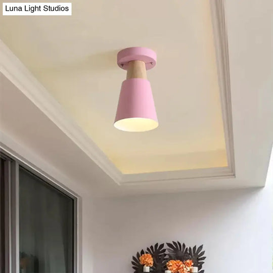 Sleek Macaron Conic Semi Flushmount Light - Grey/Pink/Yellow/Green