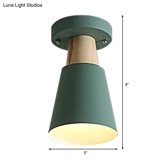 Sleek Macaron Conic Semi Flushmount Light - Grey/Pink/Yellow/Green