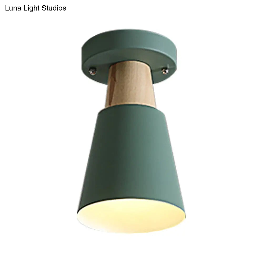 Sleek Macaron Conic Semi Flushmount Light - Grey/Pink/Yellow/Green