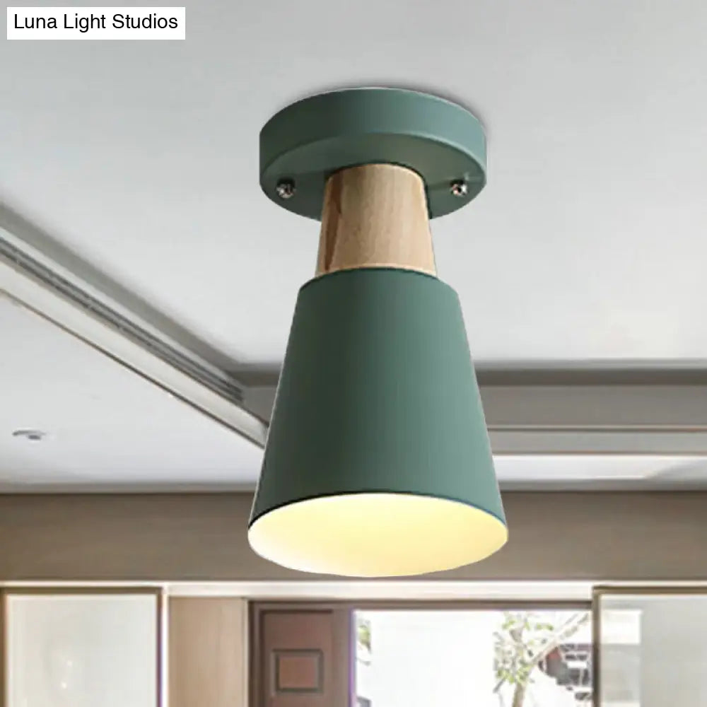Sleek Macaron Conic Semi Flushmount Light - Grey/Pink/Yellow/Green