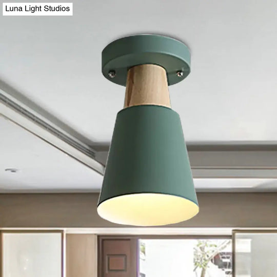 Sleek Macaron Conic Semi Flushmount Light - Grey/Pink/Yellow/Green