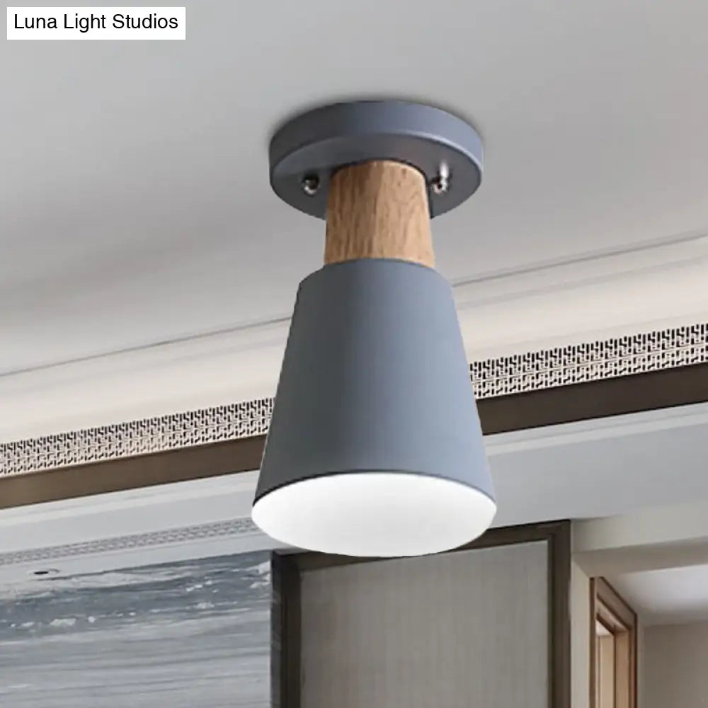 Sleek Macaron Conic Semi Flushmount Light - Grey/Pink/Yellow/Green
