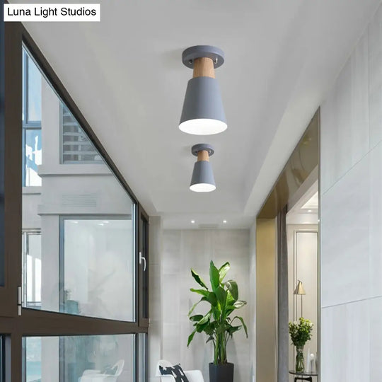 Sleek Macaron Conic Semi Flushmount Light - Grey/Pink/Yellow/Green Grey