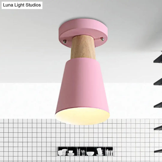 Sleek Macaron Conic Semi Flushmount Light - Grey/Pink/Yellow/Green