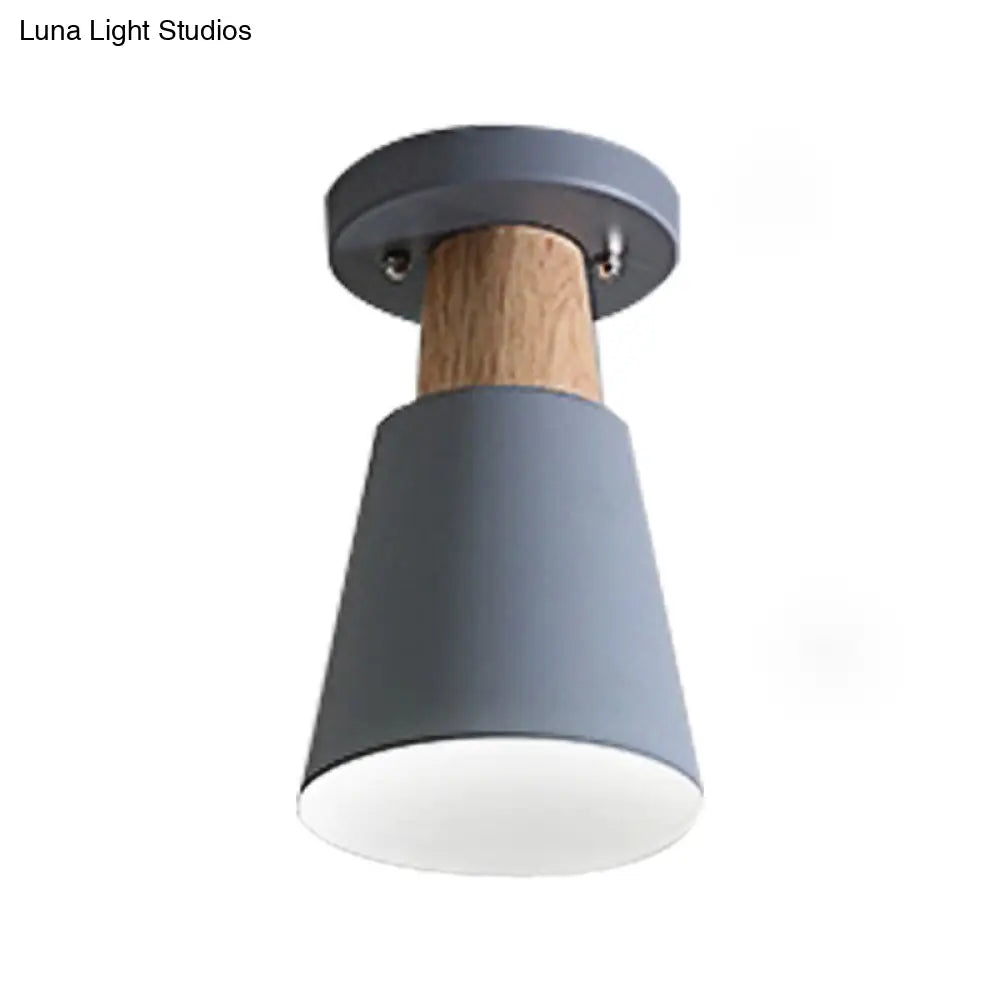 Sleek Macaron Conic Semi Flushmount Light - Grey/Pink/Yellow/Green