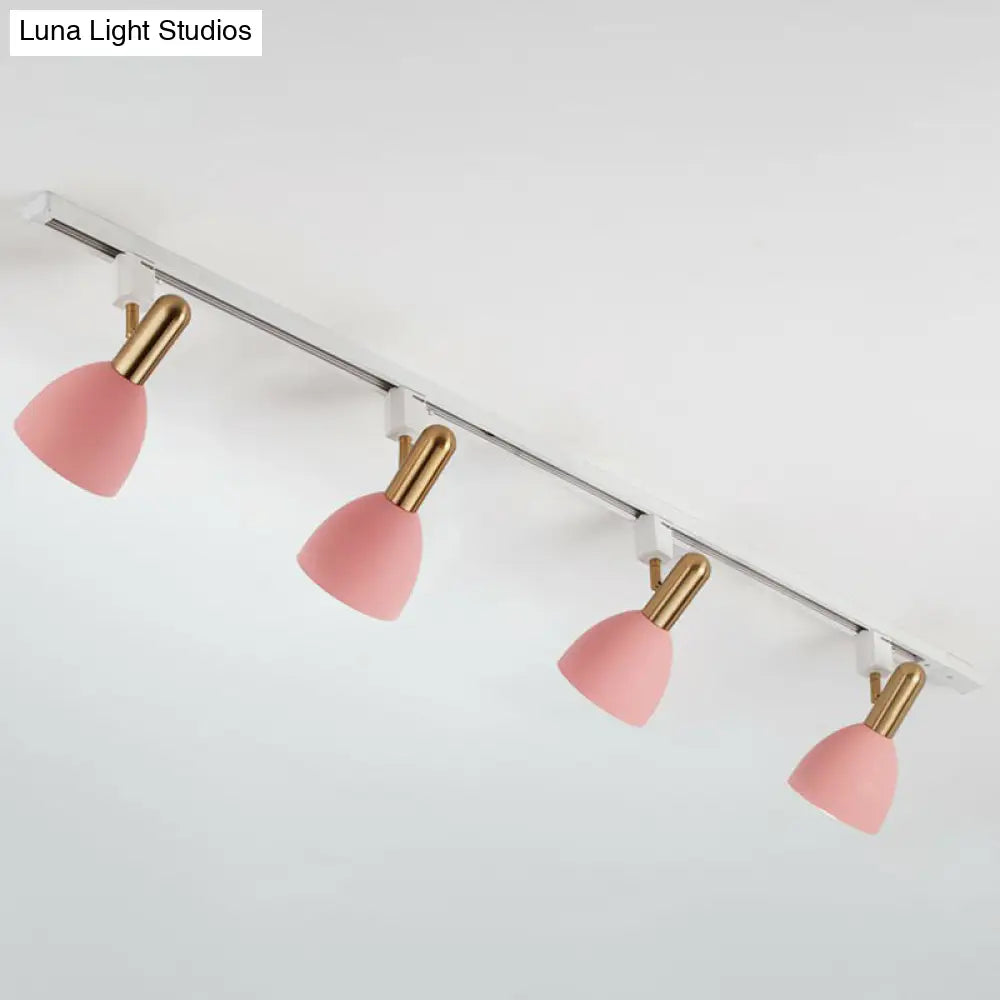 Sleek Macaron Style Metal Semi Flush Tracklight Spotlight - Perfect For Living Room 4 / Pink