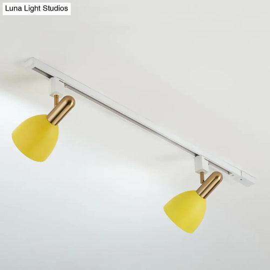 Sleek Macaron Style Metal Semi Flush Tracklight Spotlight - Perfect For Living Room 2 / Yellow