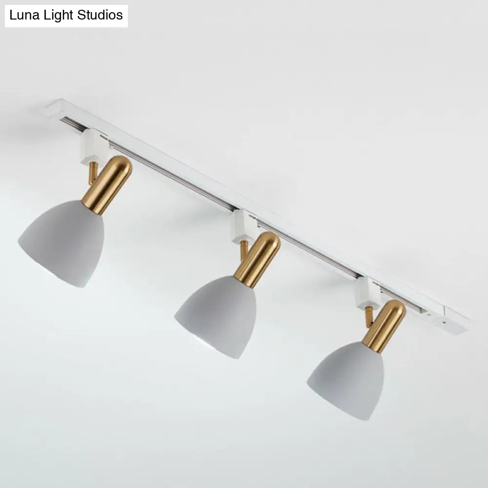 Sleek Macaron Style Metal Semi Flush Tracklight Spotlight - Perfect For Living Room 3 / Grey