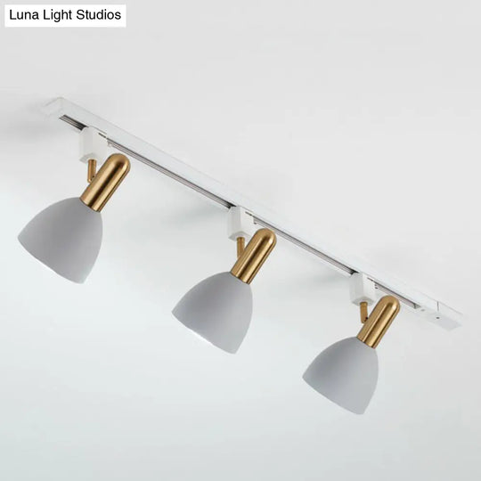 Sleek Macaron Style Metal Semi Flush Tracklight Spotlight - Perfect For Living Room 3 / Grey