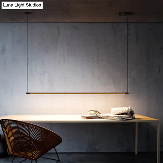 Sleek Metal Black Led Pendant Lamp For Stylish Island Table