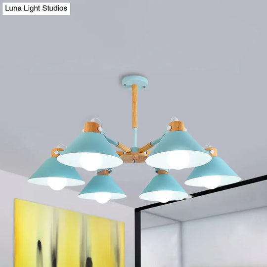 Sleek Metal Cone Hanging Pendant Lights - 6 Simple Style Ideal For Dining Room