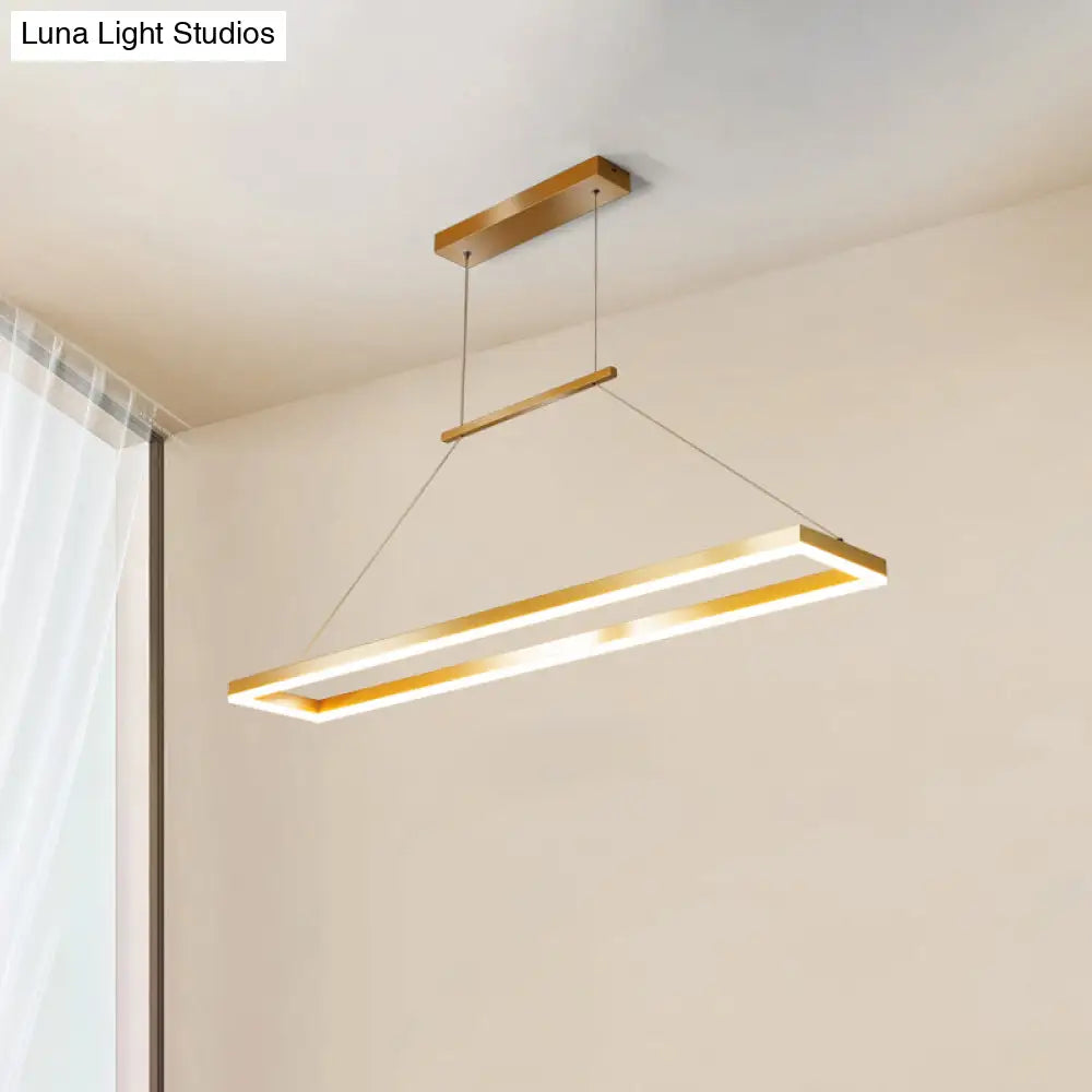Sleek Metal Island Ceiling Led Pendant Light For Dining Room - Simplicity And Style Gold / 35.5 Warm