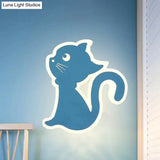 Sleek Metal Kitten Wall Light - Vibrant Macaron Colors For Bedroom Or Kindergarten