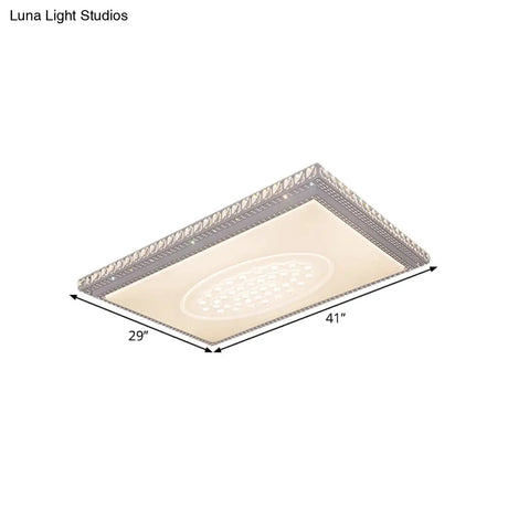 Sleek Metal Led Ceiling Mount Lamp With Crystal Deco - Rectangle/Square Parlor Flush Light