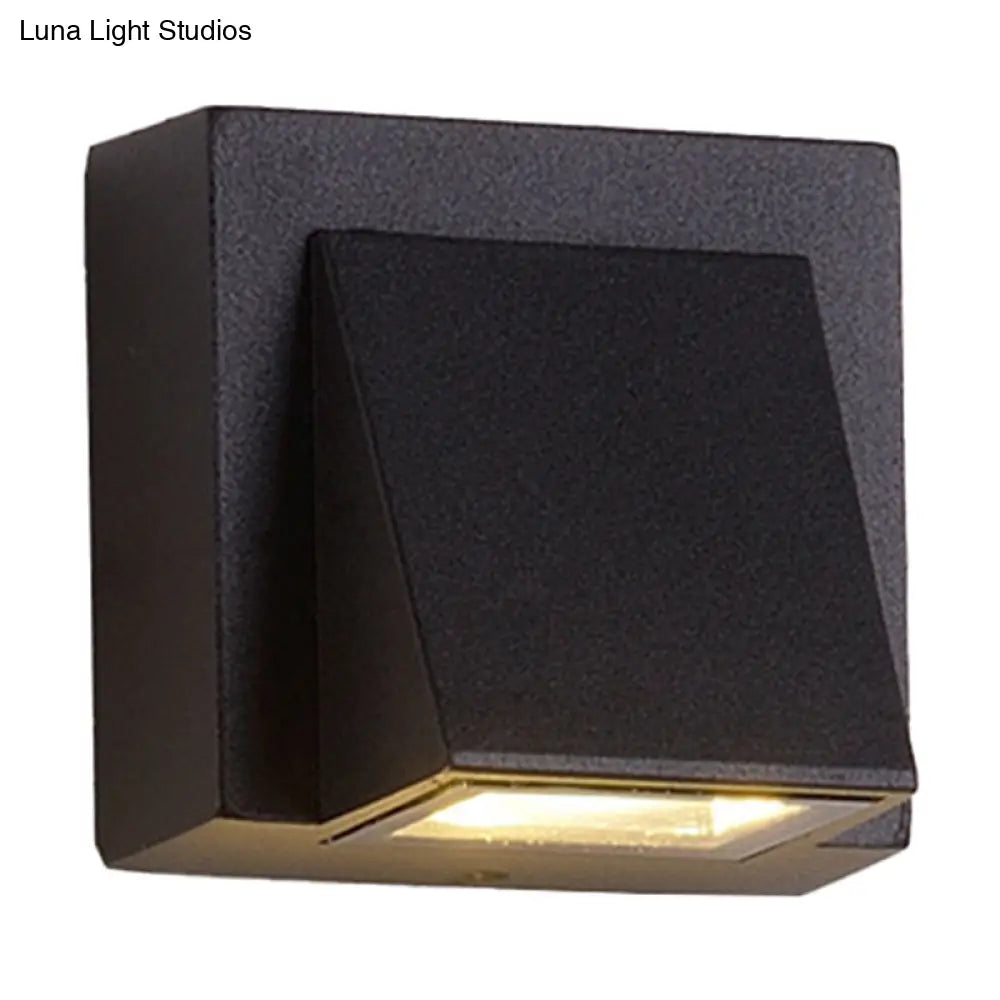 Sleek Metal Led Flush Mount Wall Sconce For Porch - Rectangle Cylinder Triangle Shapes Simplicity