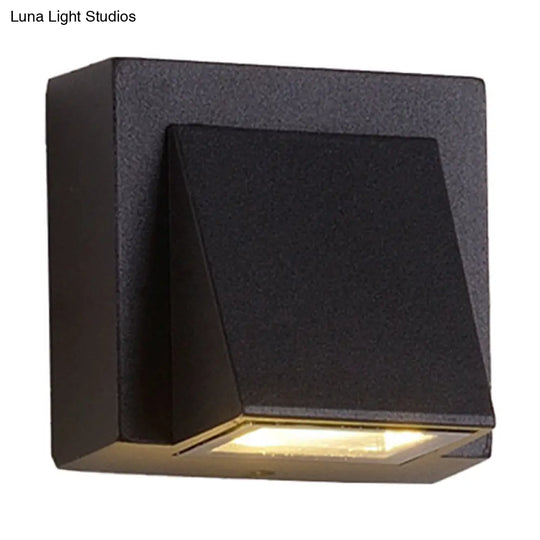 Sleek Metal Led Flush Mount Wall Sconce For Porch - Rectangle Cylinder Triangle Shapes Simplicity