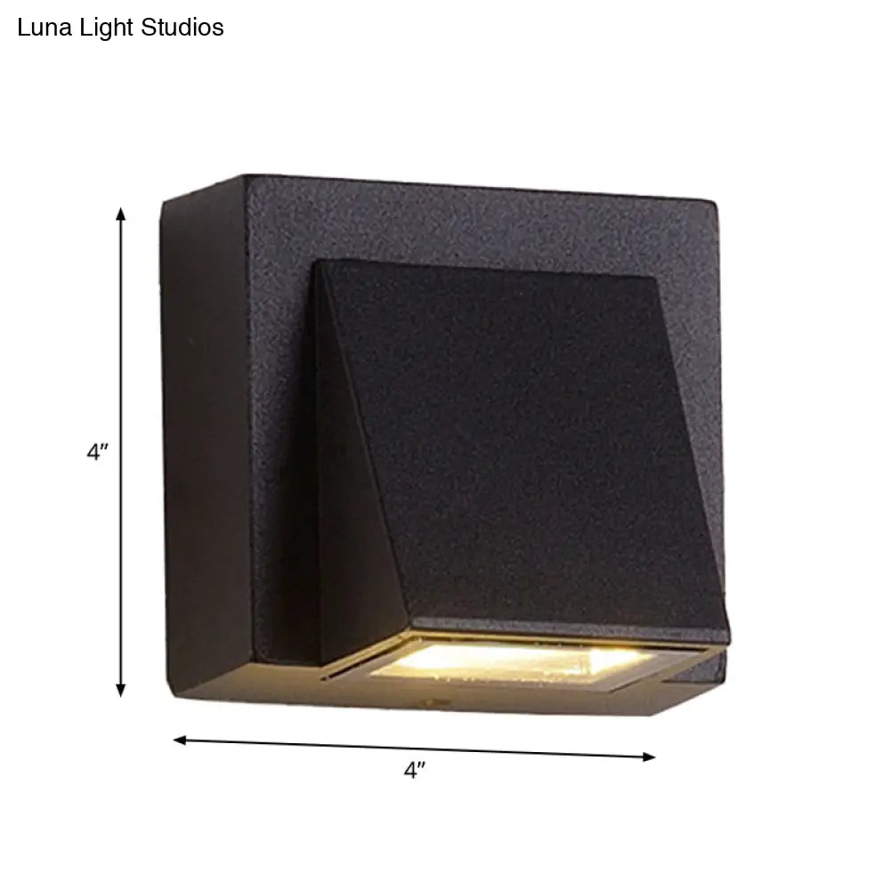 Sleek Metal Led Flush Mount Wall Sconce For Porch - Rectangle Cylinder Triangle Shapes Simplicity