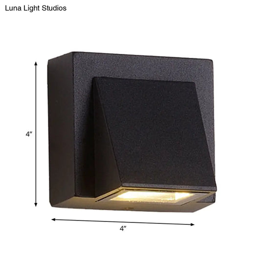 Sleek Metal Led Flush Mount Wall Sconce For Porch - Rectangle Cylinder Triangle Shapes Simplicity