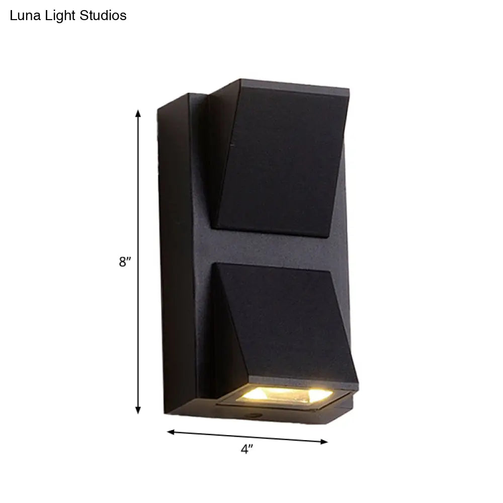 Sleek Metal Led Flush Mount Wall Sconce For Porch - Rectangle Cylinder Triangle Shapes Simplicity