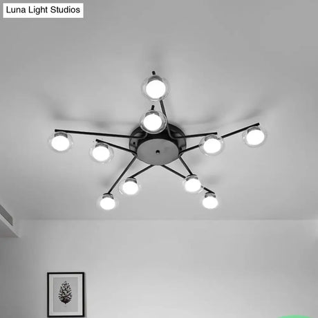 Sleek Metal Semi Flush Mount Ceiling Lamp With Multi - Head And Oval Shade - Stylish Lighting For