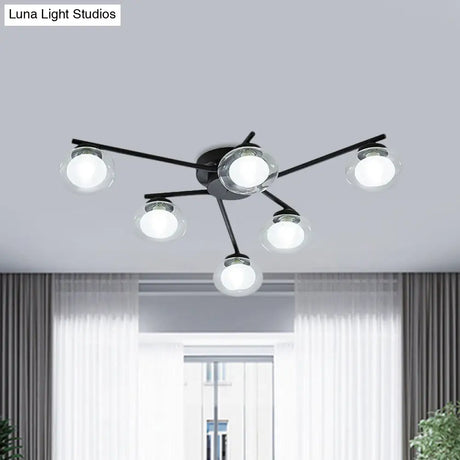 Sleek Metal Semi Flush Mount Ceiling Lamp With Multi - Head And Oval Shade - Stylish Lighting For