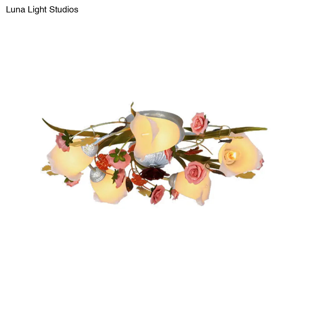 Sleek Metal Spiral Ceiling Light With Korean Flower Design - Ideal For Living Room