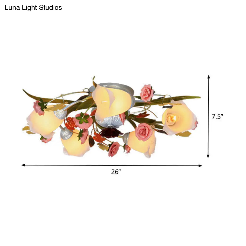 Sleek Metal Spiral Ceiling Light With Korean Flower Design - Ideal For Living Room
