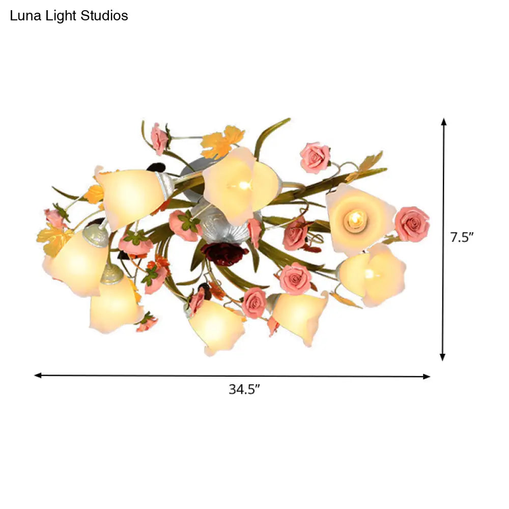 Sleek Metal Spiral Ceiling Light With Korean Flower Design - Ideal For Living Room