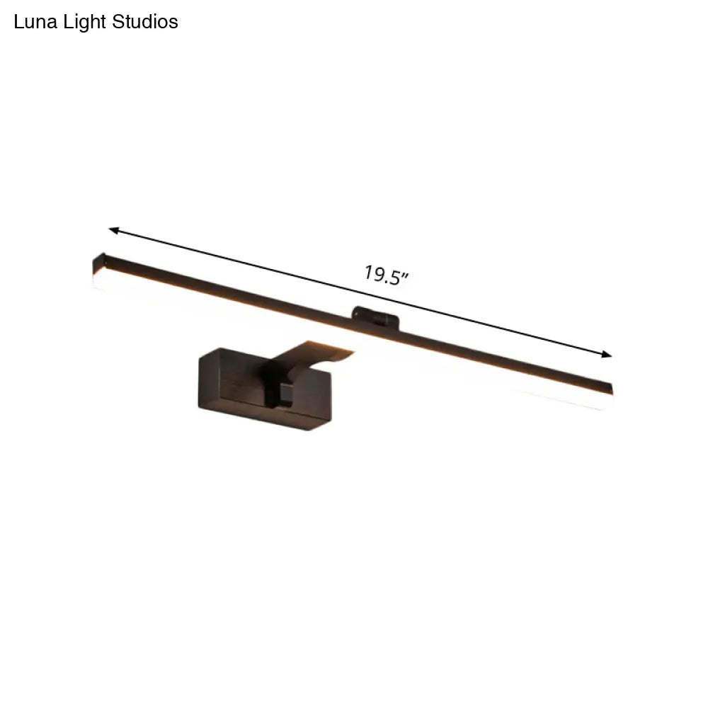 Sleek Metal Vanity Light Fixture Simplicity 16/19.5 L Led Wall Lamp In Black With Warm/White