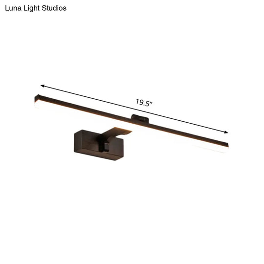Sleek Metal Vanity Light Fixture Simplicity 16/19.5 L Led Wall Lamp In Black With Warm/White