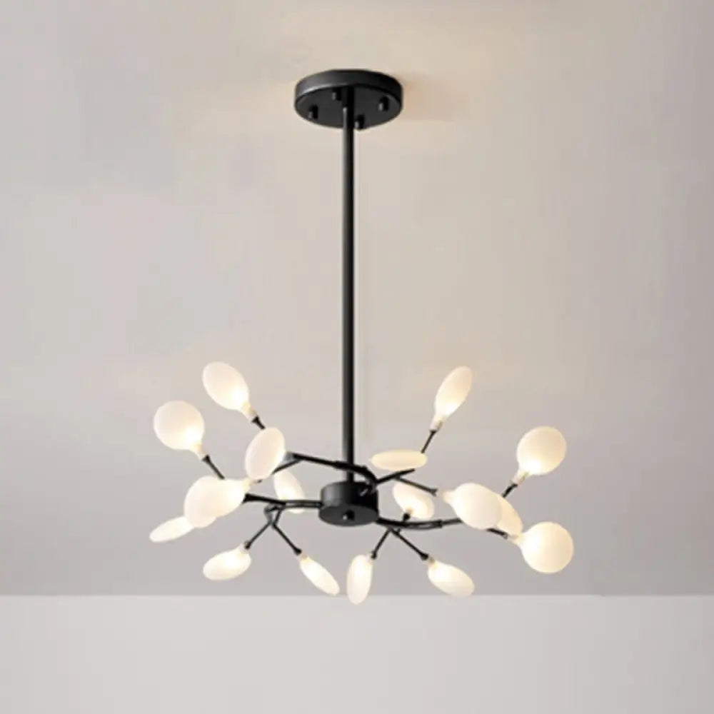 Sleek Metallic Branch Led Chandelier Pendant Light For Living Room 18 / Black A