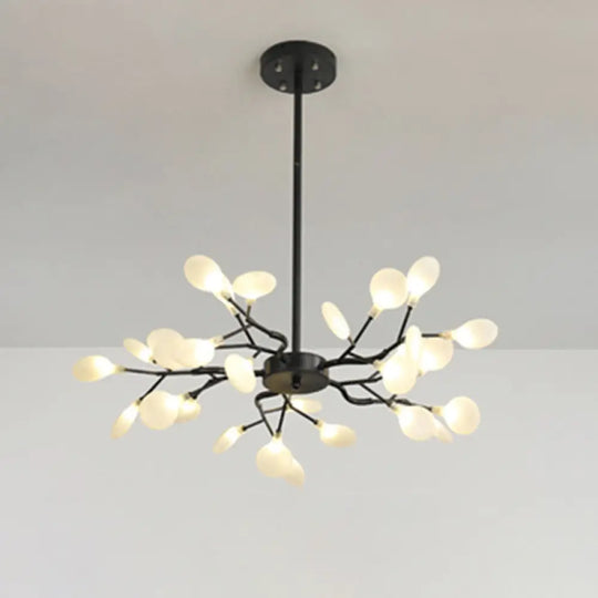 Sleek Metallic Branch Led Chandelier Pendant Light For Living Room 30 / Black A