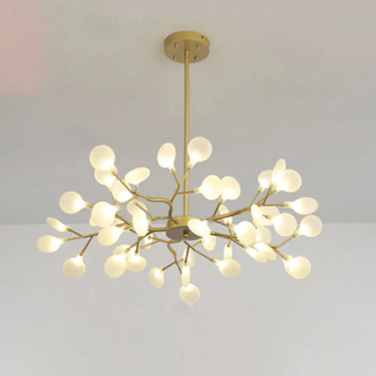 Sleek Metallic Branch Led Chandelier Pendant Light For Living Room 45 / Gold A