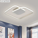 Sleek Metallic Square Led Ceiling Flush Mount Light In Black/White/Gold Shades With Warm/White/3
