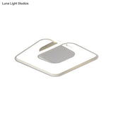 Sleek Metallic Square Led Ceiling Flush Mount Light In Black/White/Gold Shades With Warm/White/3