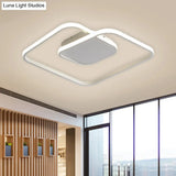 Sleek Metallic Square Led Ceiling Flush Mount Light In Black/White/Gold Shades With Warm/White/3