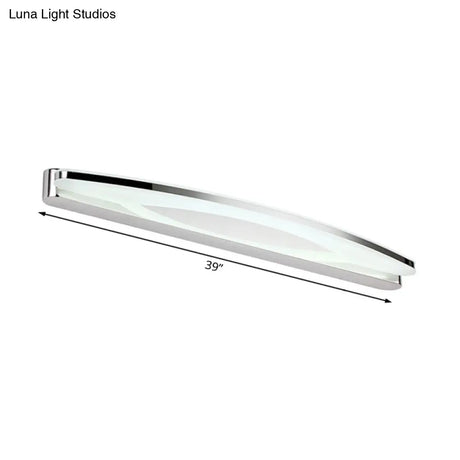 Sleek Modern Metal Vanity Lighting: Oval Shade Led Wall Light Sconce In Chrome 15/21 Dia Warm/White