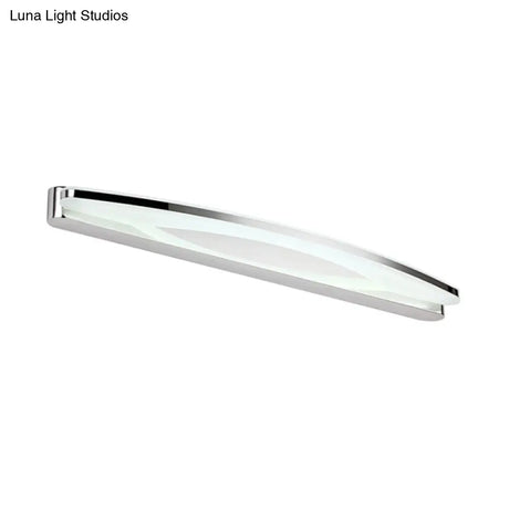 Sleek Modern Metal Vanity Lighting: Oval Shade Led Wall Light Sconce In Chrome 15/21 Dia Warm/White