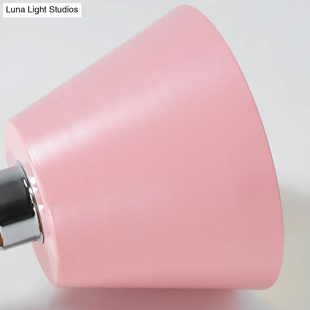 Sleek Pink/Gray Cone Semi Flush Mount Lighting For Modernist Balcony - Metal 1 Light