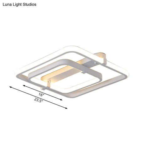 Sleek Rectangular Acrylic Semi Flush Modernist Ceiling Light Fixture With White/Warm Led Lighting -