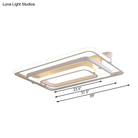 Sleek Rectangular Acrylic Semi Flush Modernist Ceiling Light Fixture With White/Warm Led Lighting -