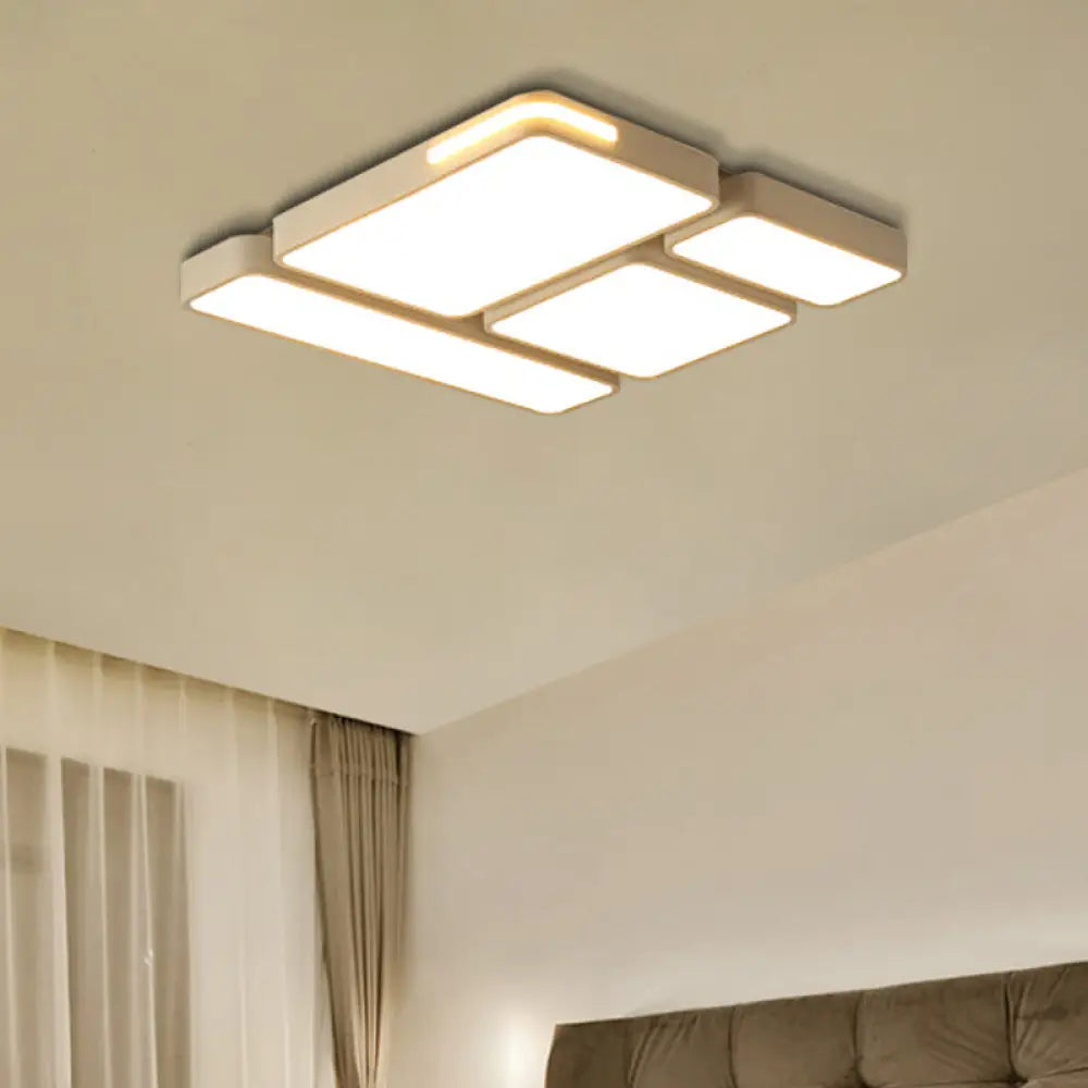 Sleek Rectangular Led Ceiling Light - Acrylic Slim Design In Black/White Ideal For Study Room White