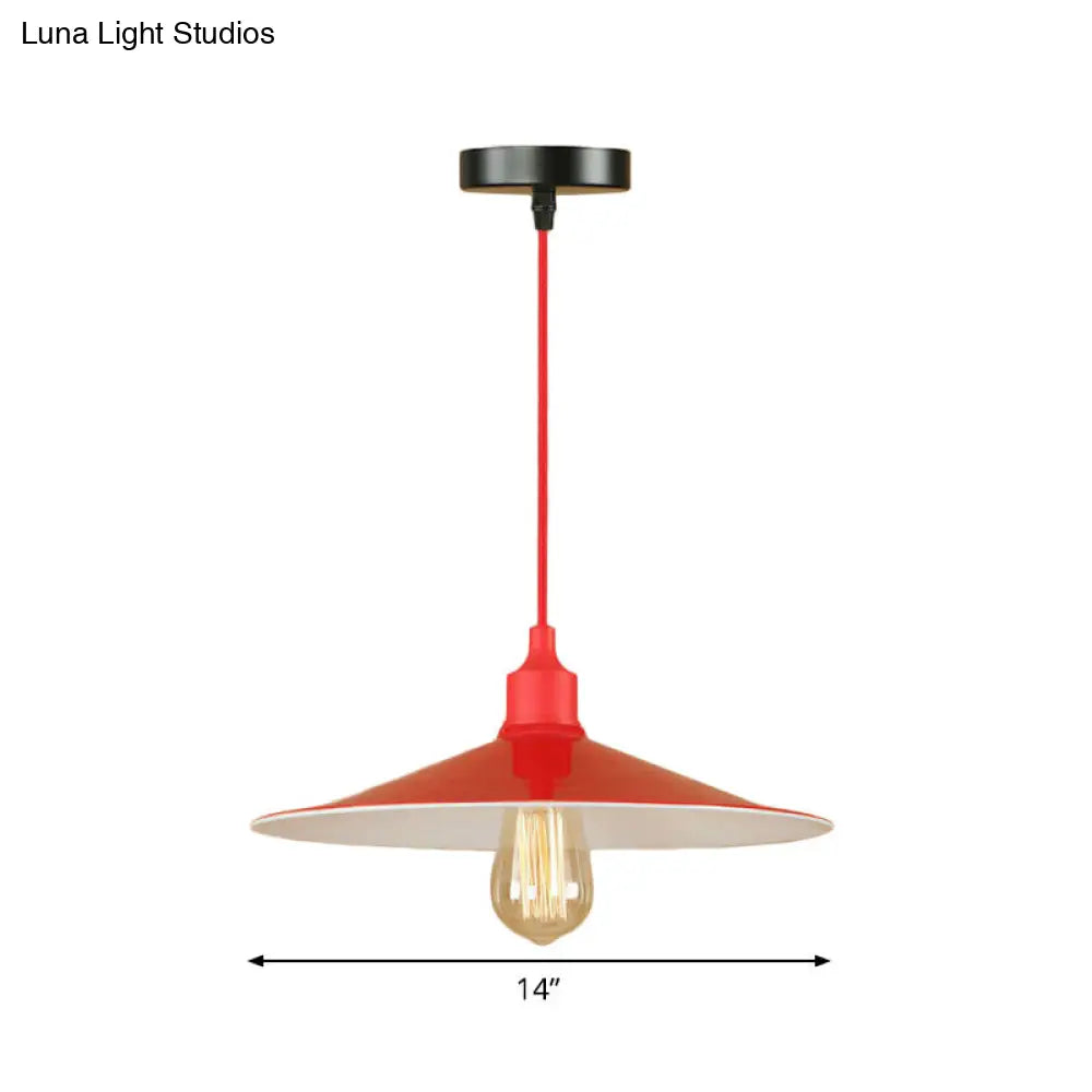 Red Metal Saucer Suspension Pendant Light For Living Room - 1/3-Head Swag Lighting Fixture