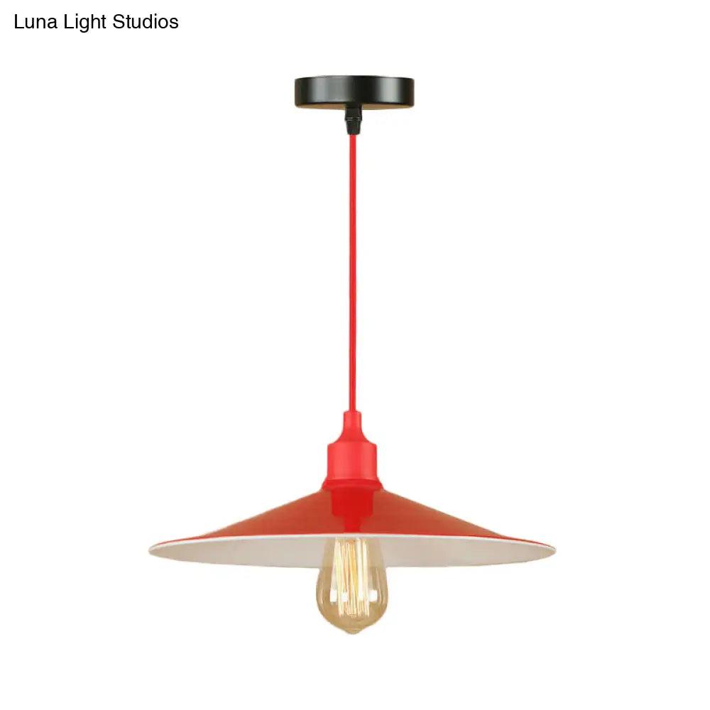 Sleek Red Metal Pendant Light For Living Room - 1 Or 3-Head Swag Design