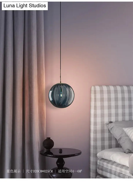Sleek Ribbed Pendant Light: Modern Designer Hanging Lamp For Bedroom With 1 Light